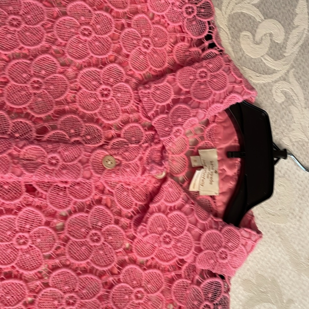 Kate spade short sleeve 100% cotton lace blouse button down - Picture 2 of 5